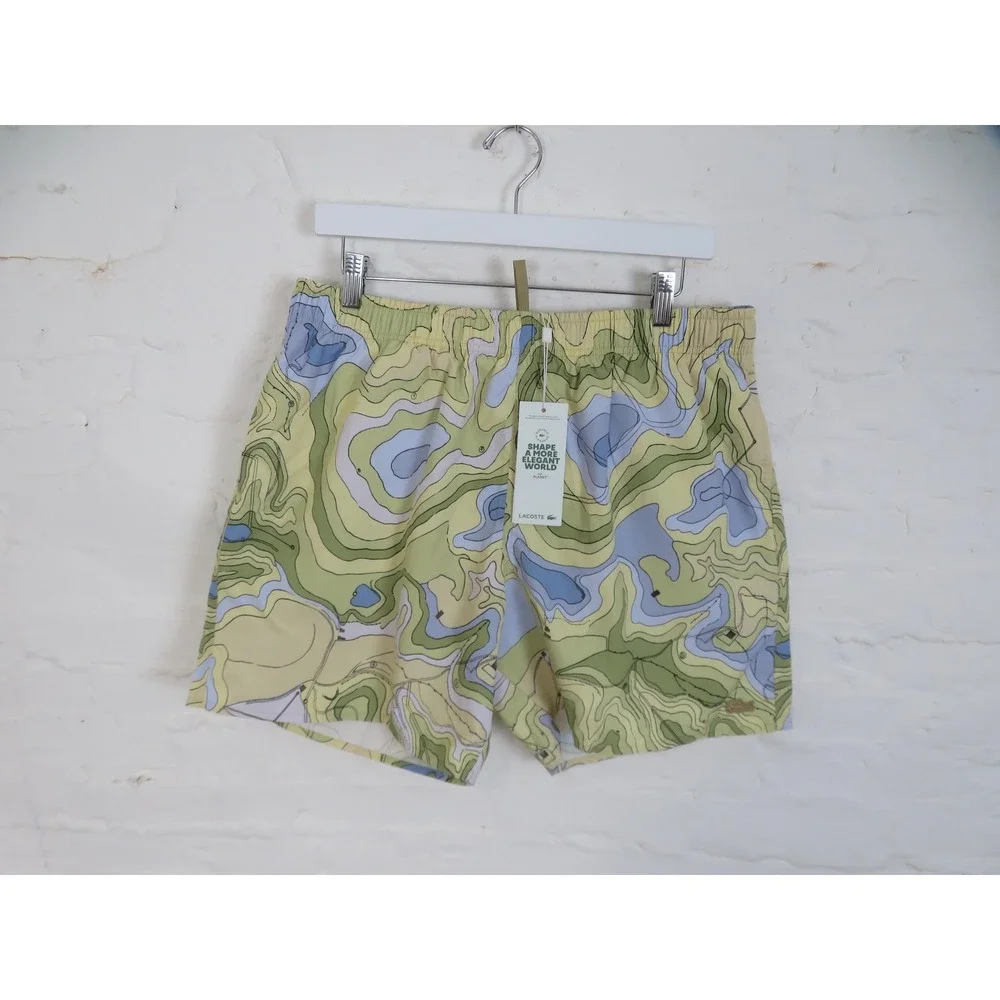 Lacoste Swim Shorts Mens Large Mid Length Print Multicolor Mesh Lined 6